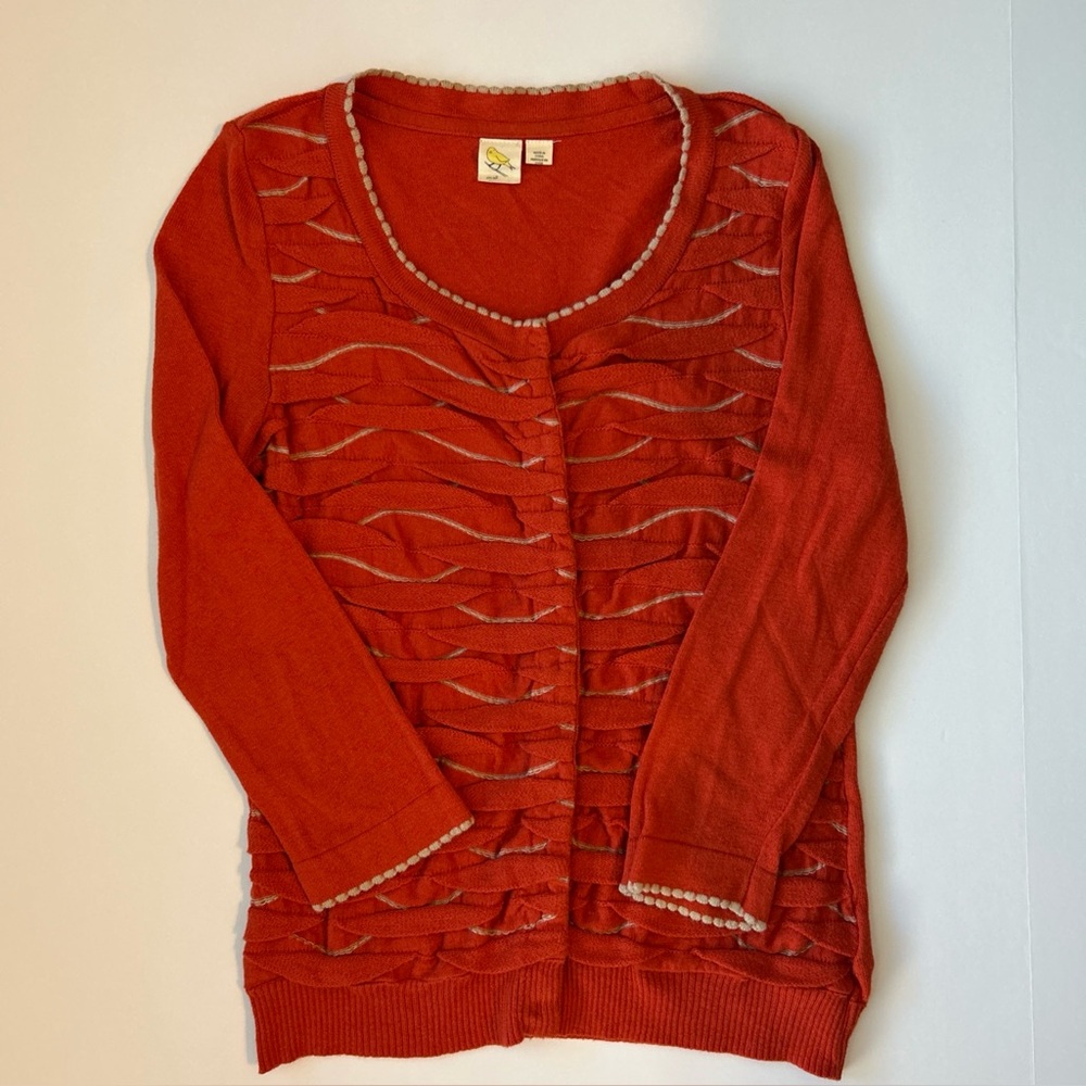 Anthropologie Women’s Sz S Cardigan Sweater with a Ruffled Front